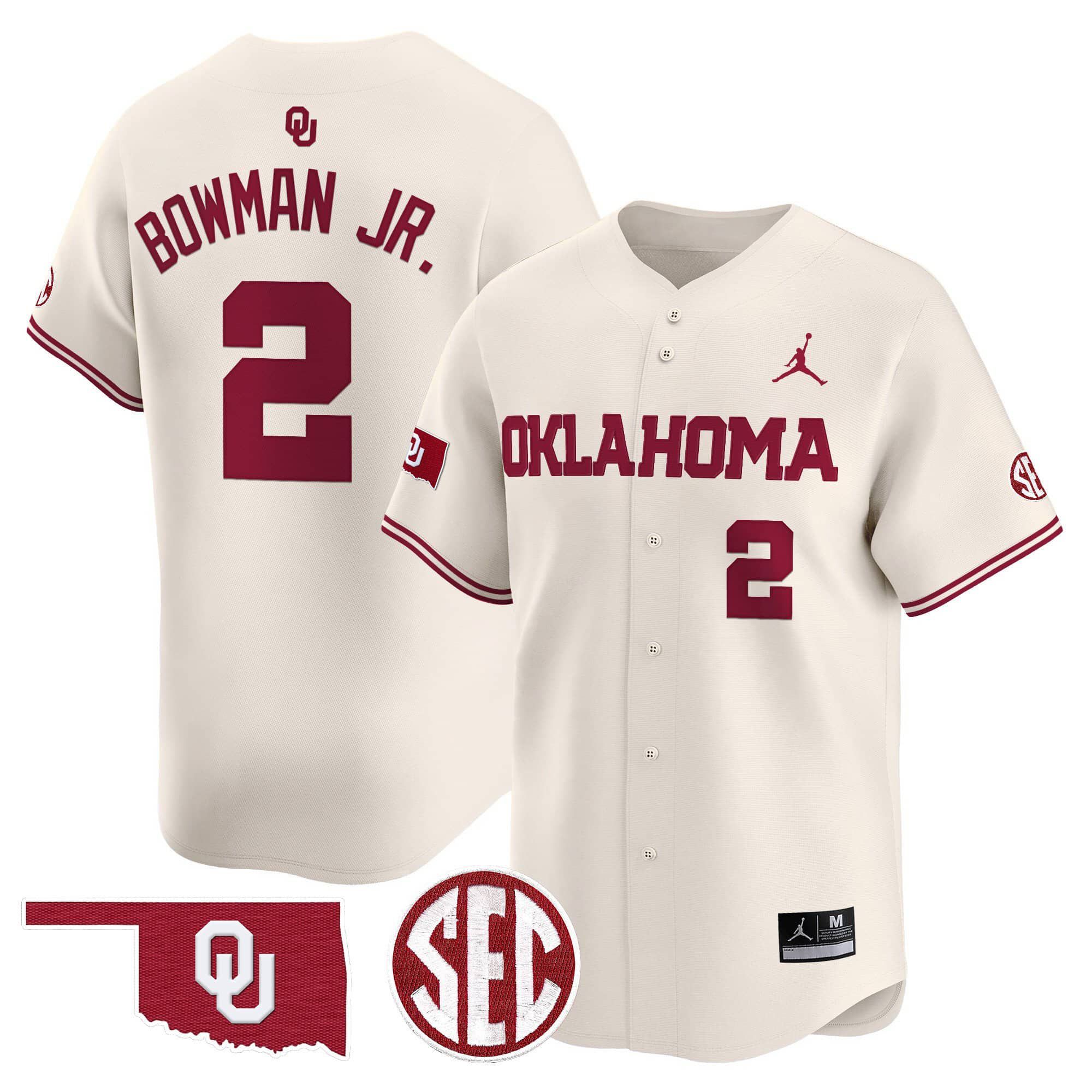 Men Oklahoma Sooners #2 Bowman jr Cream 2024 Vapor Premier Limited NCAA Jersey